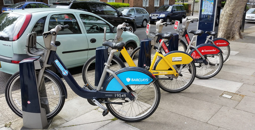 Boris Bikes on the street in London