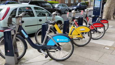 Boris Bikes on the street in London