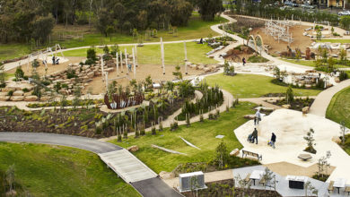 The Return to Royal Park playground project in Melbourne employs nature play principles.