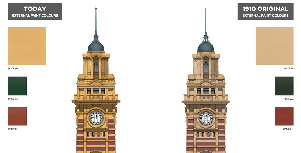 Flinders Street Station Belltower colour change