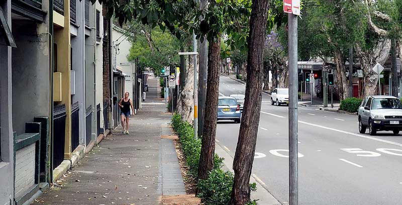 Space has been created on both sides of new and existing trees where residents can place their bins for waste collection on Cleveland Street.