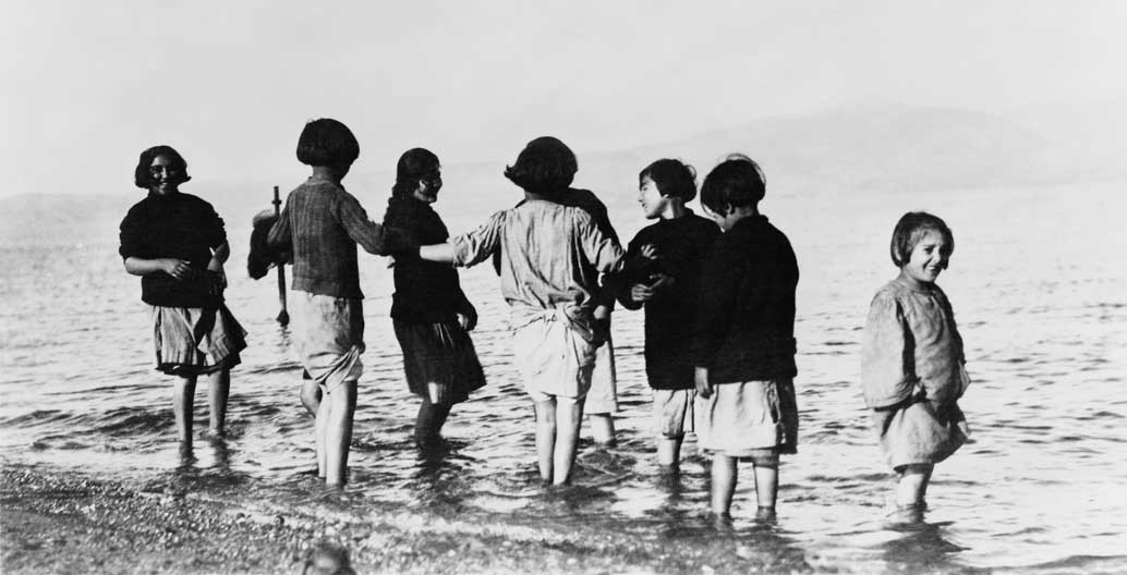 Greek and Armenian children pictured near Marathon, Greece.