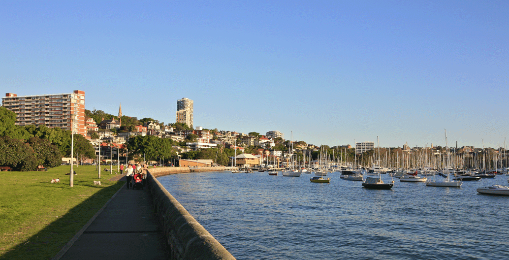 Rushcutters Bay Park's waterfront.