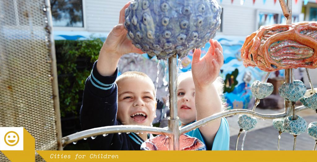 Marnebek pupils enjoying the sea-themed courtyard play.