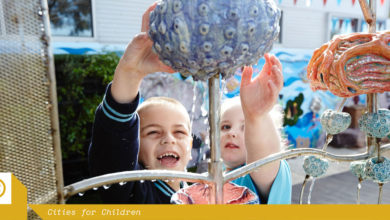 Marnebek pupils enjoying the sea-themed courtyard play.