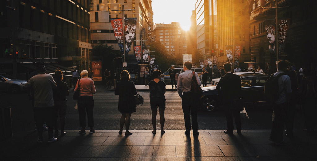 Sydney commuters on the way to Martin Place station.