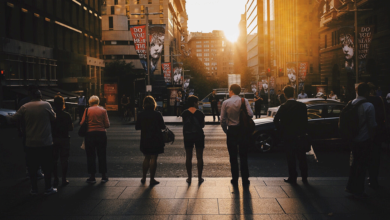 Sydney commuters on the way to Martin Place station.