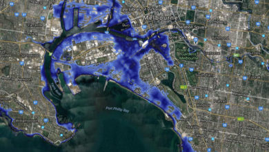 Recently updated sea level rise projections for Melbourne for the year 2100. Image: Coastal Risk Australia