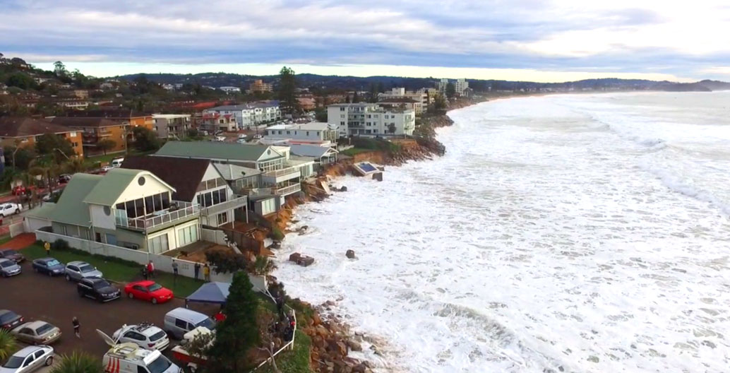Storm surge damage in Collaroy, NSW (2016). Image: Damian Shaw.