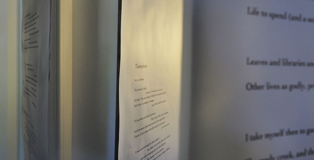 ‘Tomorrow’, a poem by Mark Tredinnick on exhibition at TCL. Image: Tony Kearney.
