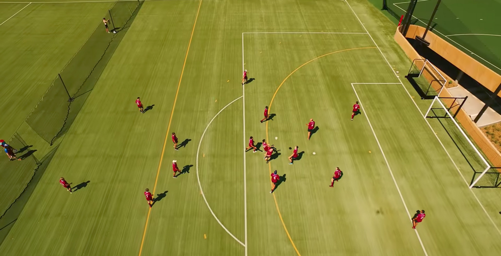 UQ's artificial soccer pitch from above. Image: UQ.