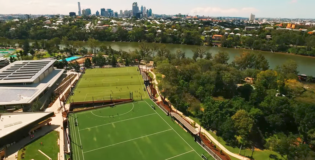 The University of Queensland's award-winning artificial turf grounds in Brisbane. Image: UQ.