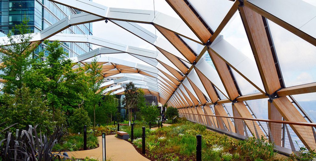 London's Canary Wharf Station rooftop garden.
