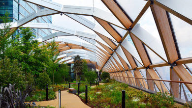 London's Canary Wharf Station rooftop garden.