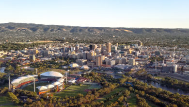 Adelaide's city centre set within circular parkland.