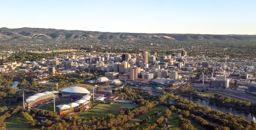 Adelaide's city centre set within circular parkland.
