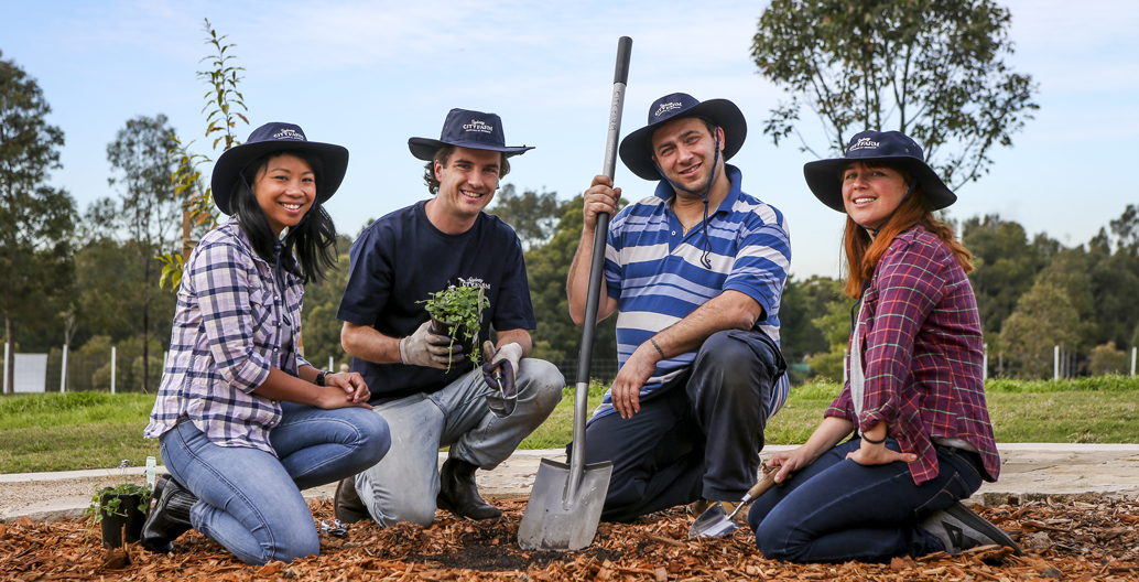 The City of Sydney's urban farm volunteer team. Image: City of Sydney.