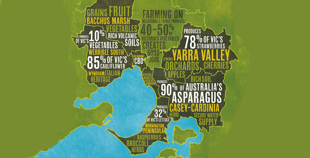 An overview of the produce grown in Melbourne's foodbowl. Image: Foodprint Melbourne.