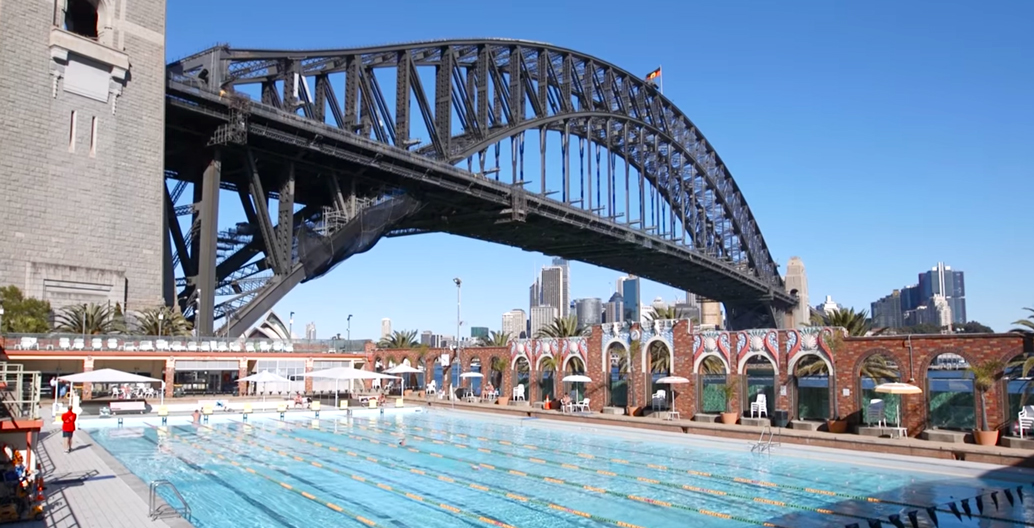The dramatic North Sydney Olympic Pool has been the stage for many representations of the harbour city on screen.