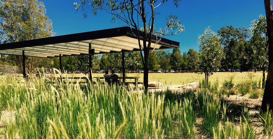The playground shelter.