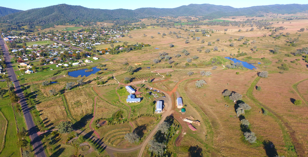 The Living Classroom site wraps around the town of Bingara. The regenerative community farm repurposes a grazed common.