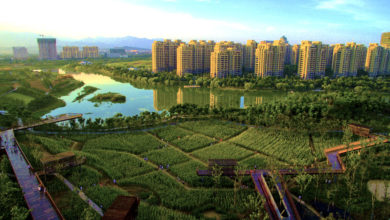 A bird's eye view of the 32-hectare Luming Park, China. Image: Turenscape.