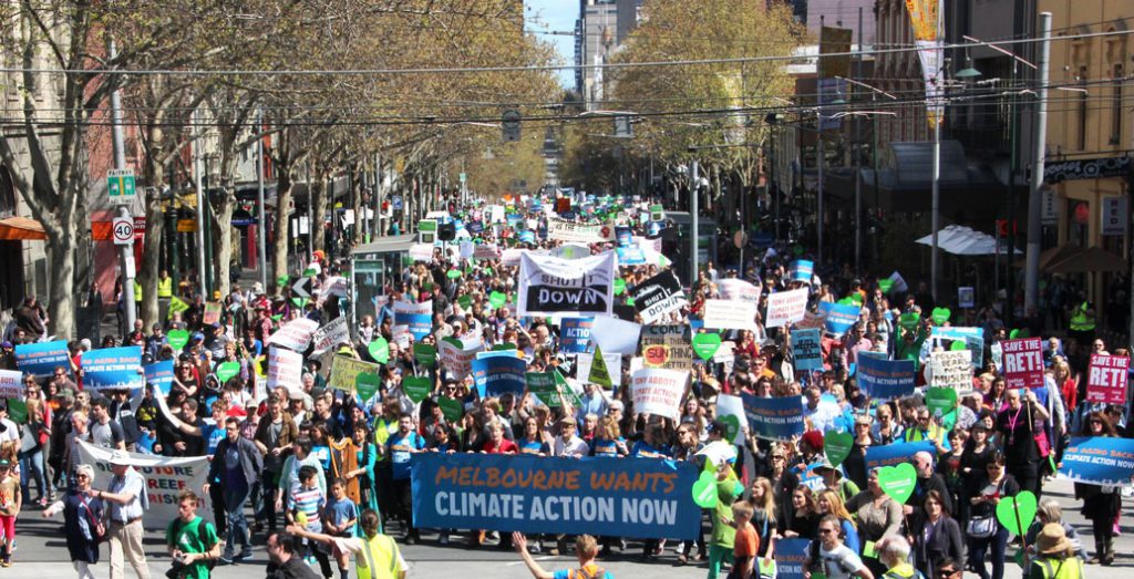 Tens of thousands of people around Australia have marched for credible climate change action, with over 10,000 taking to the streets in Melbourne in 2014.