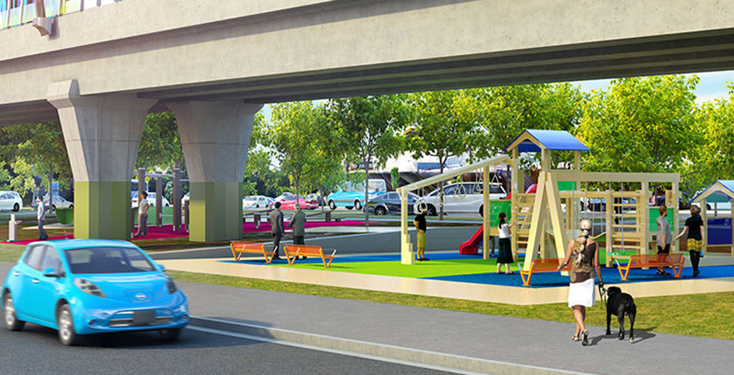 At various points through the park, playspaces will be accessible to residents and visitors. Image: LXRA.