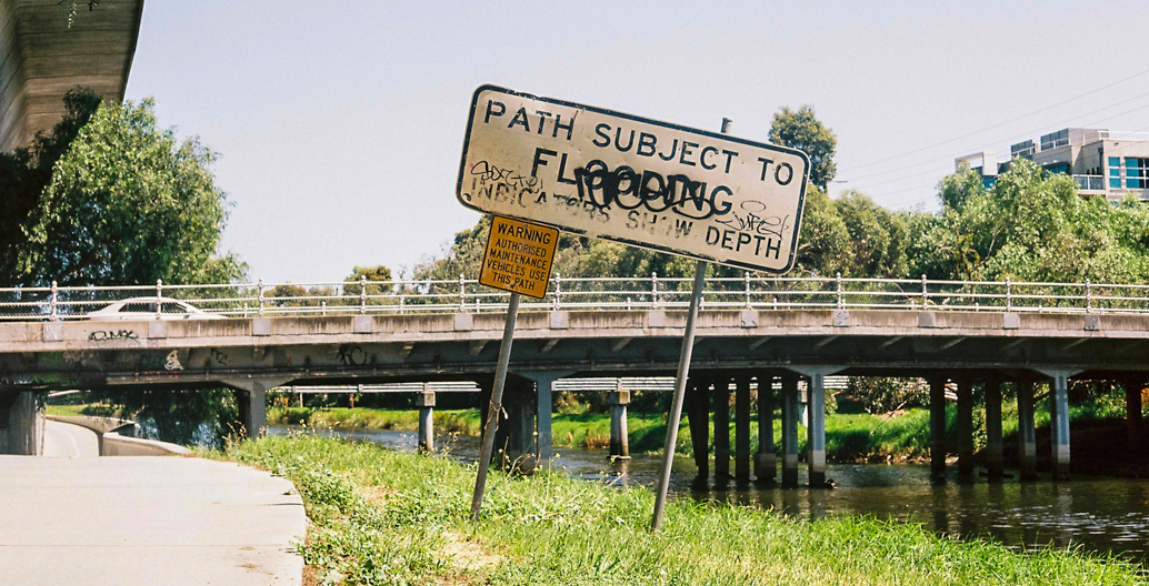 Melbourne's Capital City cycling trail runs alongside Moonee Ponds Creek, often out of action due to flooding.