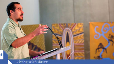 Rueben Berg speaking at Connection to Country, 2017.