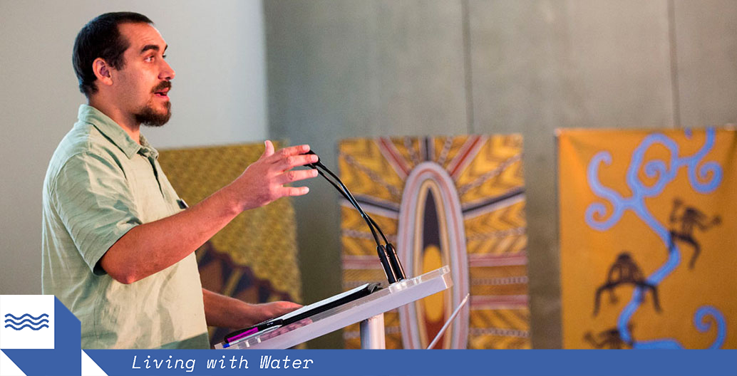 Rueben Berg speaking at Connection to Country, 2017.
