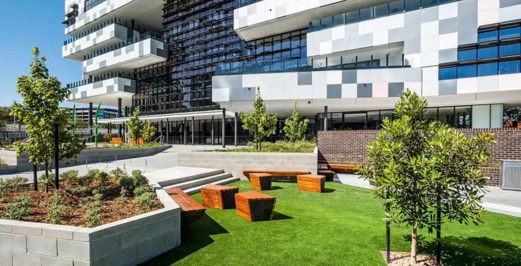 The ‘civic plaza’ greets pupils and visitors with subtle changes in the site's grade. Image: Chris Matterson.