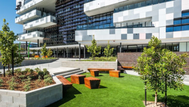 The ‘civic plaza’ greets pupils and visitors with subtle changes in the site's grade. Image: Chris Matterson.