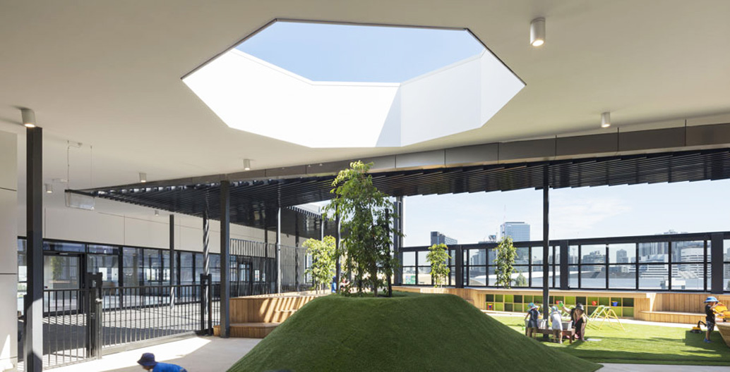 The early learning centre boasts tactile surfaces designed to get kids to engage with landscape. Image: Diana Snape.