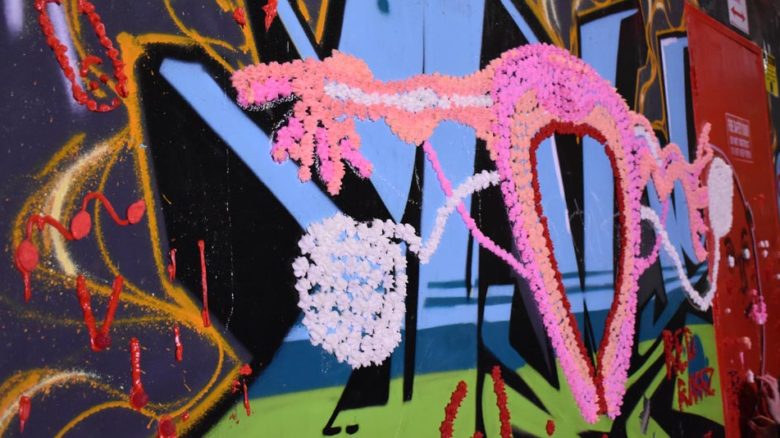 'There will be blood' was a Hotham Street Ladies public art event staged in Melbourne's Duckboard Place.