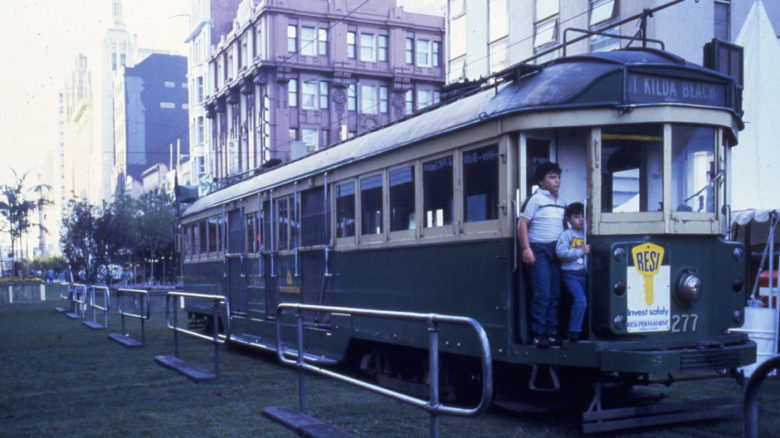A W-class Melbourne tram was the centrepiece of the party