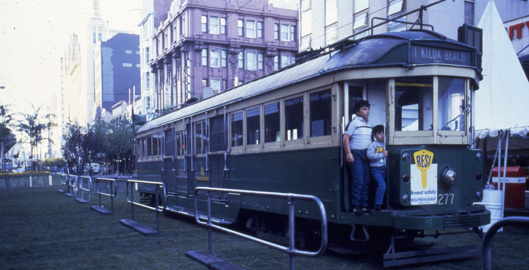 A W-class Melbourne tram was the centrepiece of the party