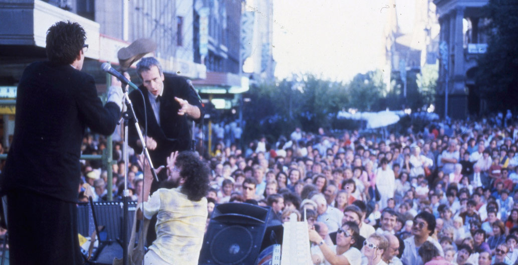 Crowds fill Swanston Street for one weekend in 1985