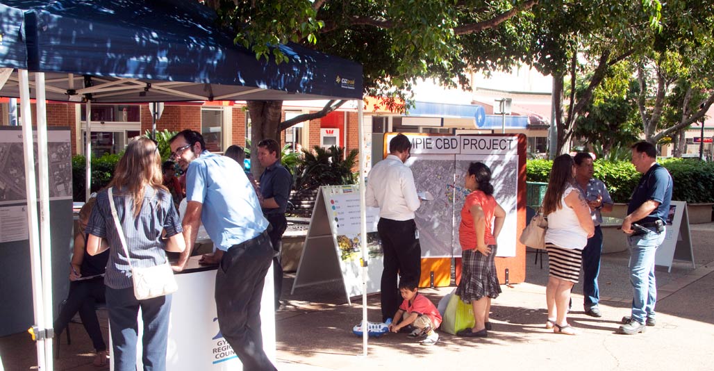 Community workshops for new public space underway in Gympie's Smithfield Street. Image: GRC