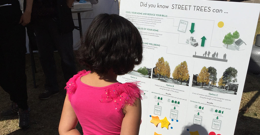 Cool Streets both gathered and shared information about tree benefits. Image: Sarah Reilly