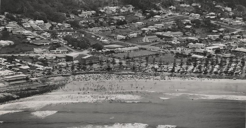 Aerial image of Burleigh Heads, circa 1952.