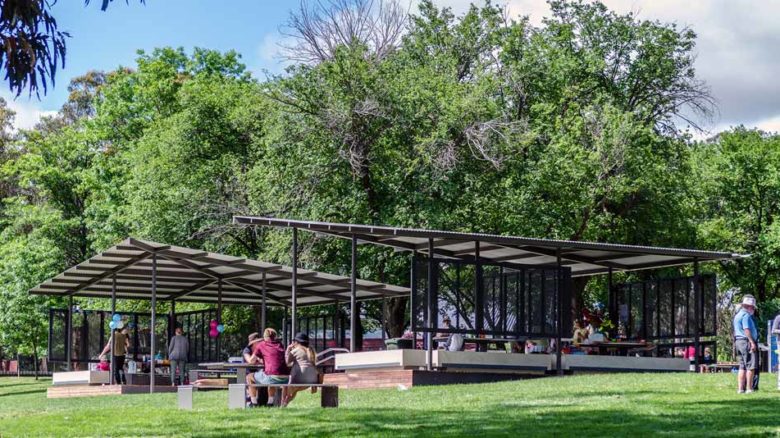 Weston Park Shelter by Redbox Design Group with Phillip Leeson Architects, 2018 AILA ACT Small Project Award.