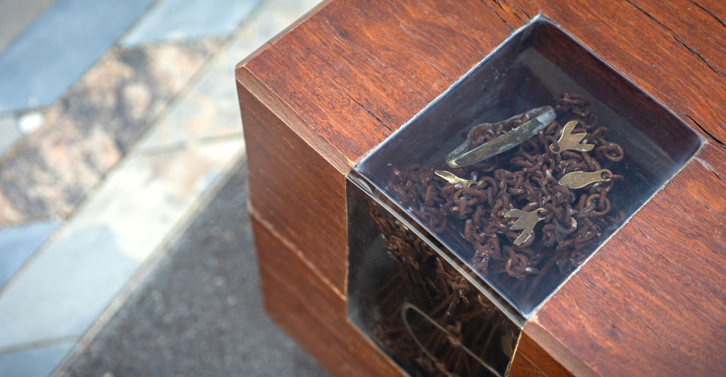Embedded artefacts in seating blocks. Dan Schultz