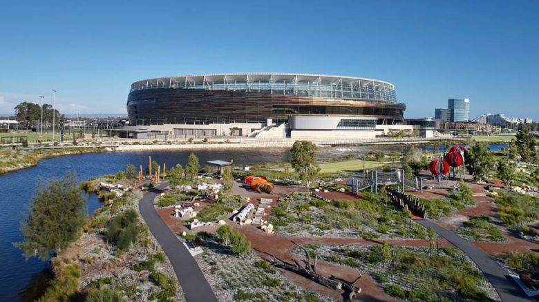 WA Medal: Optus Stadium park by Hassell. Image Peter Bennetts