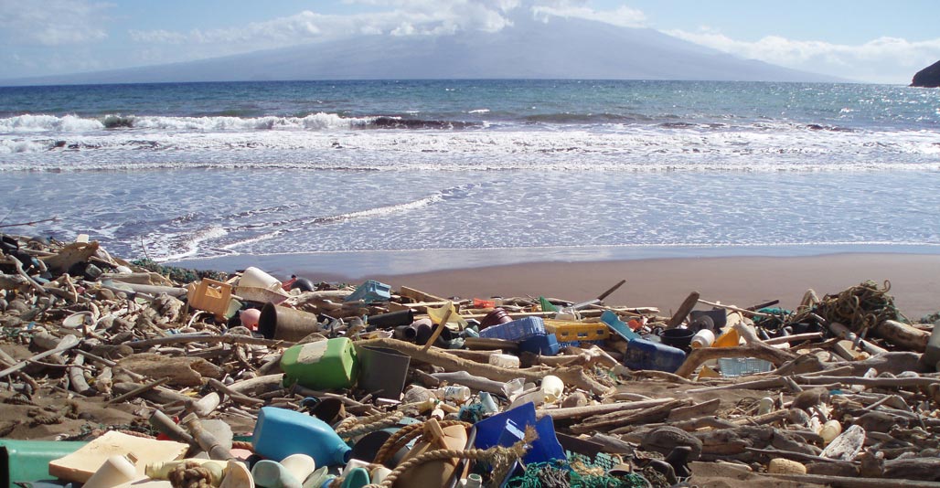 Marine debris covers a beach in Kanapou Bay, Hawaii. Image: NOAA, Flickr cc