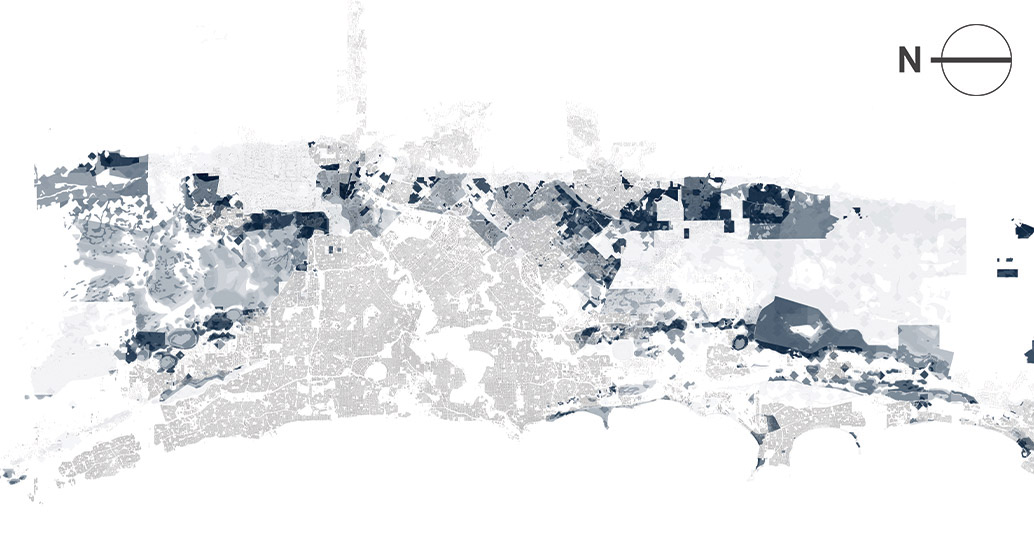 Overlap between clay & high groundwater intensities, & projected suburban development at Perth’s fringe (Adapted from Dept. Planning, Lands & Heritage, 2018).