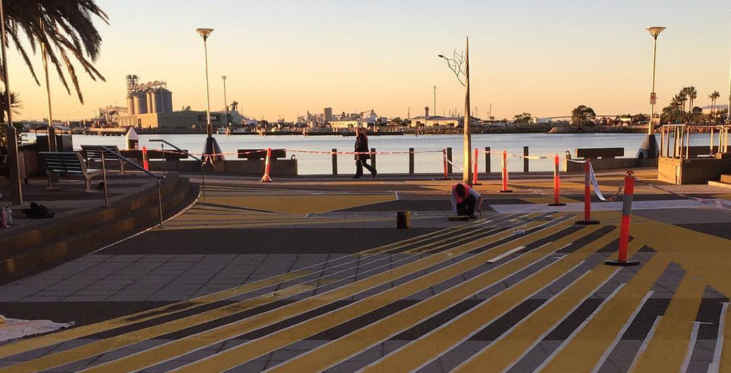 This large pink and yellow painted intervention received mixed feedback.