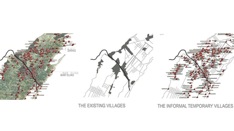 Map of existing villages and informal temporary villages in Bar Elias, Lebanon