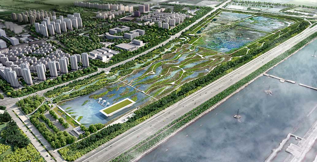 Lingang Bird Airport. Image: McGregor Coxall.