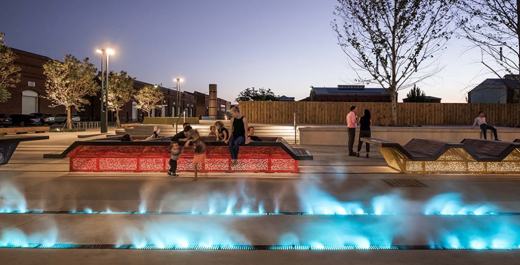 The After Dark Competition celebrates exemplary landscape lighting, such as PLACE Laboratory's Midland Railway Square
